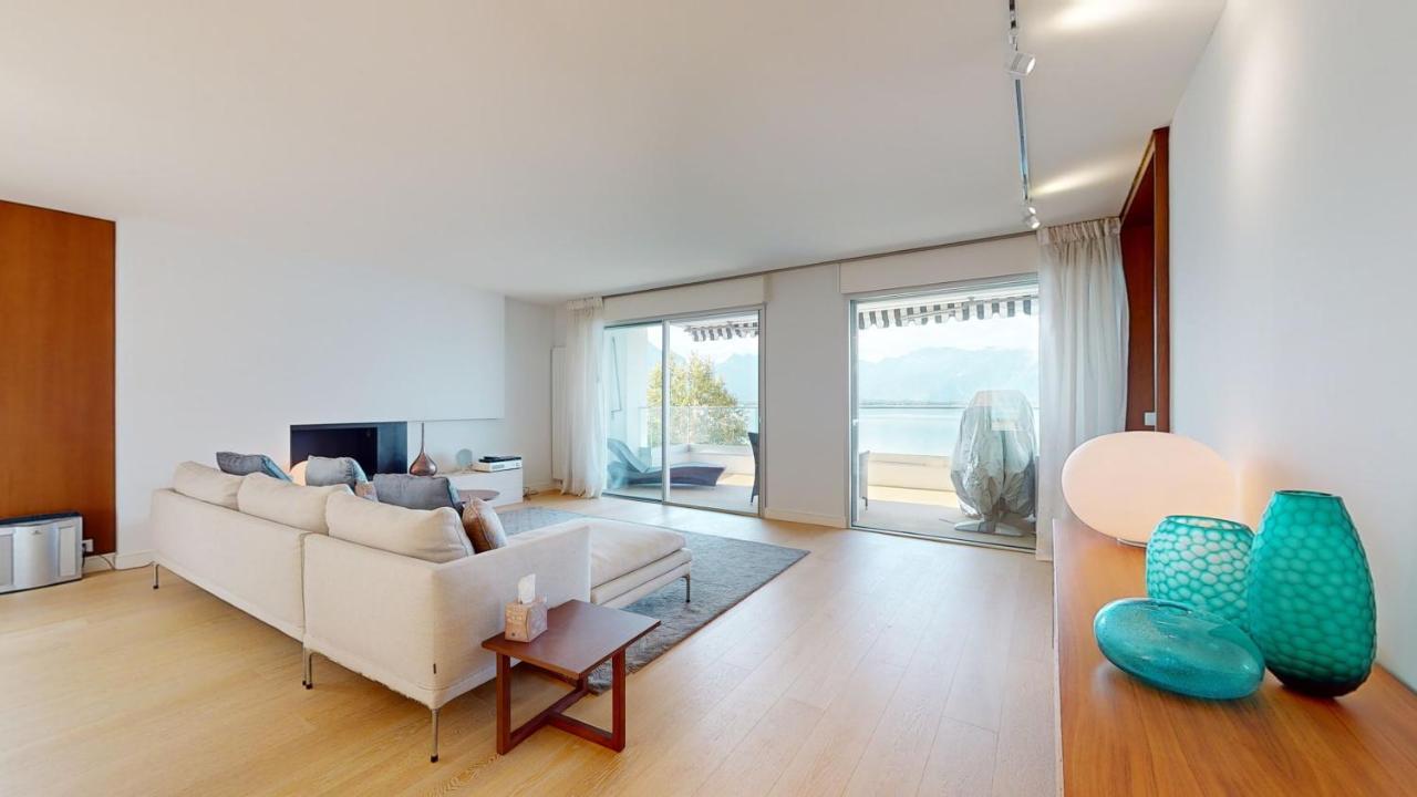 Lakefront Apartment With Exceptional View Territet Exteriör bild